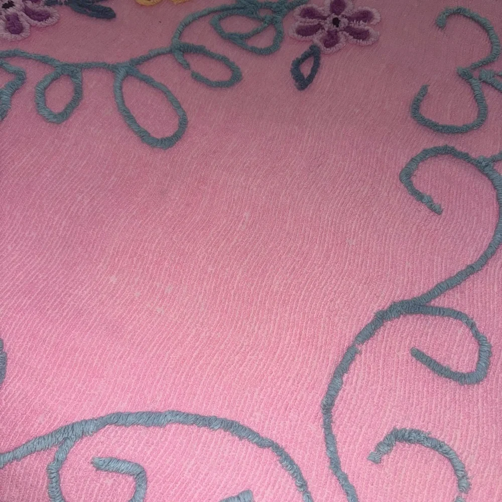 Vintage 1940 1950 Chenille Bedspread Embroidered Floral Cottagecore Shabby Chic